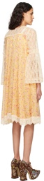 Anna Sui Orange Floral Midi Dress