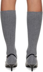 Magda Butrym Gray & Black Ribbed Sock Boot Heels