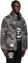 AAPE by A Bathing Ape Black Graphic Down Jacket