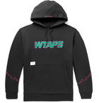 WTAPS - Drifters Embroidered Mélange Fleece-Back Cotton-Blend Jersey Hoodie - Black