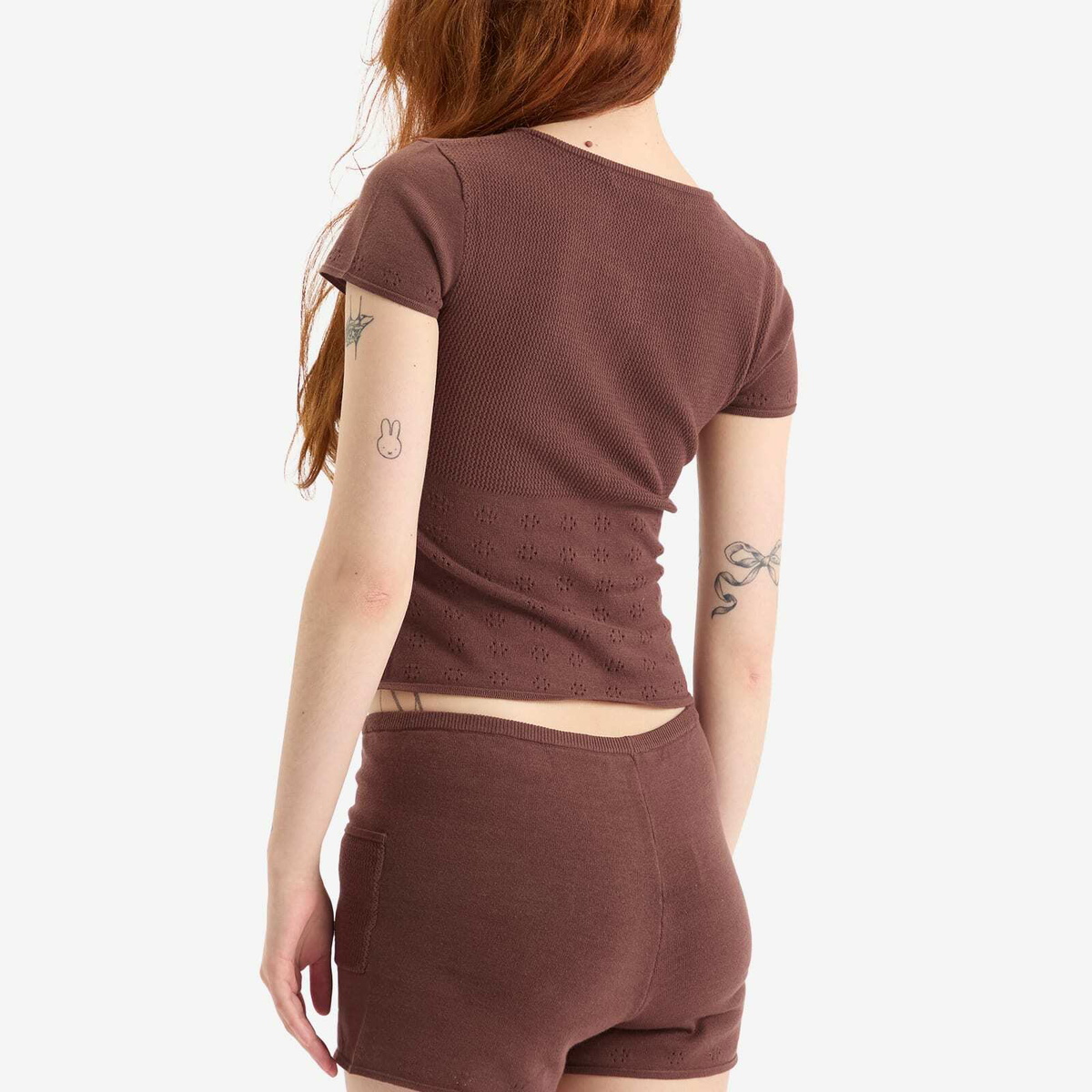 Peachy Den Women's Marie Knit Polo Top in Chocolate