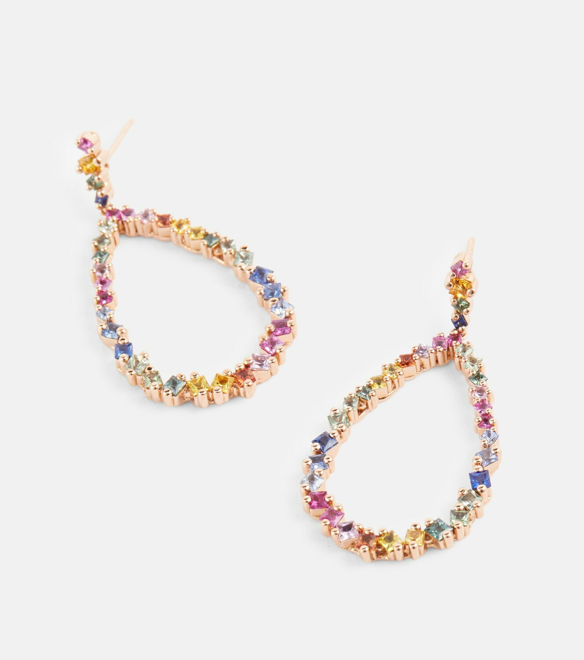 Suzanne Kalan - 18kt rose gold drop earrings with sapphires