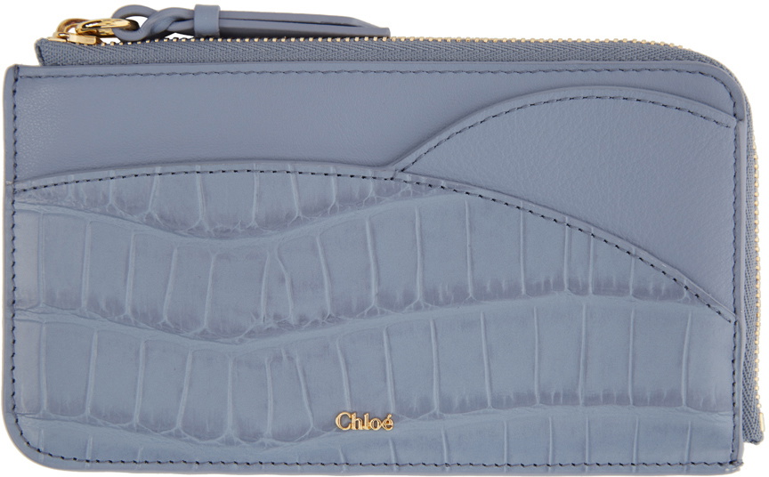 Chloe Blue Croc Medium Walden Purse Card Holder Chloe