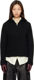 MACKAGE Black Gladys Knit Half-Zip Pullover Sweater