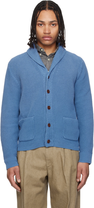 Photo: Polo Ralph Lauren Blue Cotton Shawl-Collar Cardigan