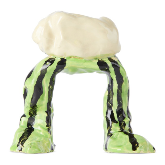 Photo: Ottolinger SSENSE Exclusive Green and Beige Legs Candle Holder