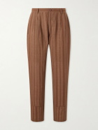 Kardo - Antonio Straight-Leg Striped Cotton-Canvas Trousers - Brown