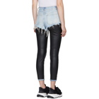 Alexander Wang Black and Blue Leather Hybridmoto Pants