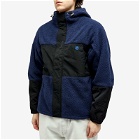 Maison Kitsuné Men's College Fox Patch Color Block Fleece Jacket in Ink Blue