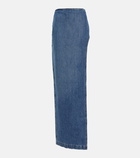 Mônot Side-slit denim maxi skirt