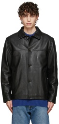 PRESIDENT's Black Leather Coach Jacket