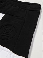 BALMAIN - Logo-Embossed Panelled Cotton-Jersey Sweatpants - Black