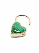 Yvonne Léon 9K Yellow Gold Creole Cadenas Coeur Malachite Single Drop Earring