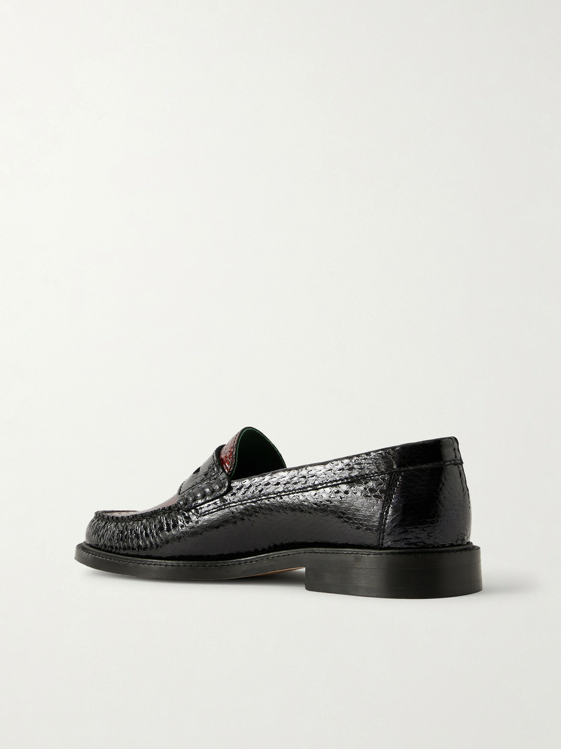 VINNY's - Yardee Snake-Effect Patent-Leather Loafers - Burgundy
