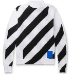 Off-White - Logo-Appliquéd Distressed Striped Mohair-Blend Sweater - White