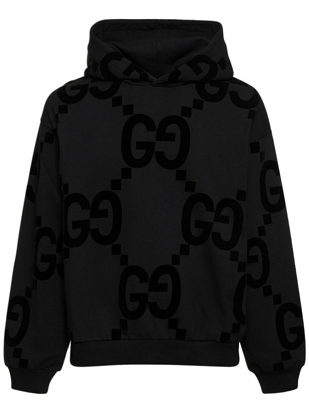 Photo: GUCCI - Gg Flocked Cotton Jersey Hoodie