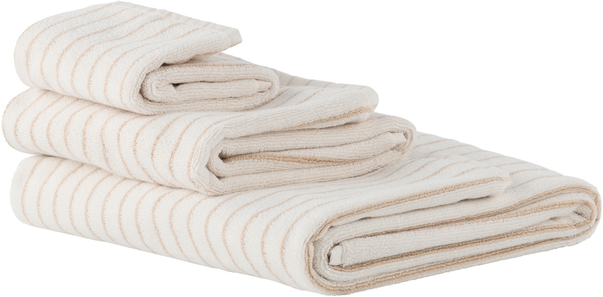 Tekla Off-White & Tan Striped Towel Set, 3 pcs