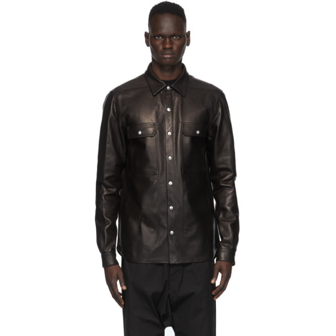 Photo: Rick Owens Black Leather Outer Shirt Jacket