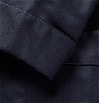 Sulka - Silk-Trimmed Herringbone Cashmere Robe - Blue