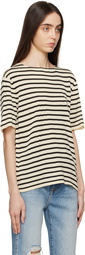 KHAITE Black & Off-White Brandy Stripe T-Shirt