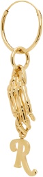Raf Simons Gold Skeleton Hand Single Earrings
