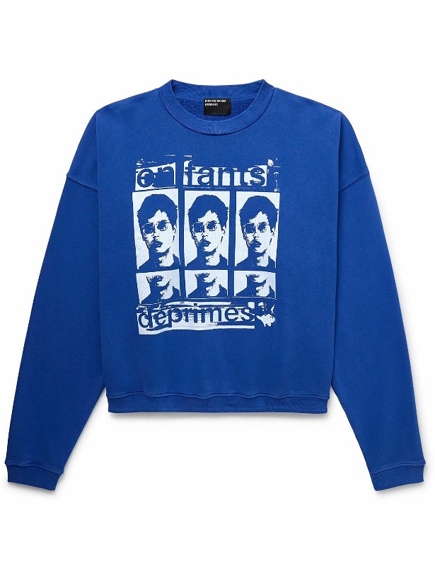 Photo: Enfants Riches Déprimés - Xerox Boy Logo-Print Cotton-Jersey Sweatshirt - Blue