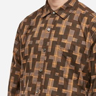 Blue Blue Japan Men's Nagashi Juji Cross Pattern Shirt in Brown