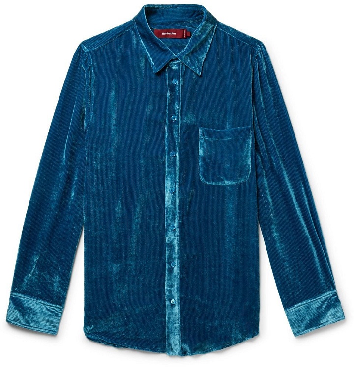 Photo: Sies Marjan - Sander Silk and Cotton-Blend Corduroy Shirt - Blue
