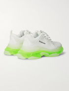 BALENCIAGA - Triple S Clear Sole Mesh and Leather Sneakers - White