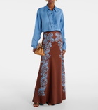 La DoubleJ Sleek printed silk twill maxi skirt