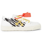 Off-White - 3.0 Polo Zebra-Print Canvas, Leather and Suede Sneakers - Men - White