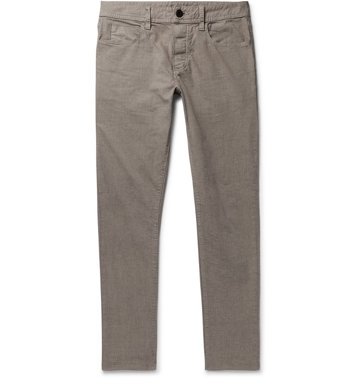Photo: James Perse - Grey Slim-Fit Pigment-Dyed Stretch-Cotton Trousers - Gray