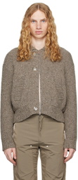 OUAT Brown Meta Zip Knit Jacket