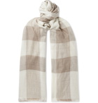 Anderson & Sheppard - Fringed Checked Cashmere Scarf - Neutrals