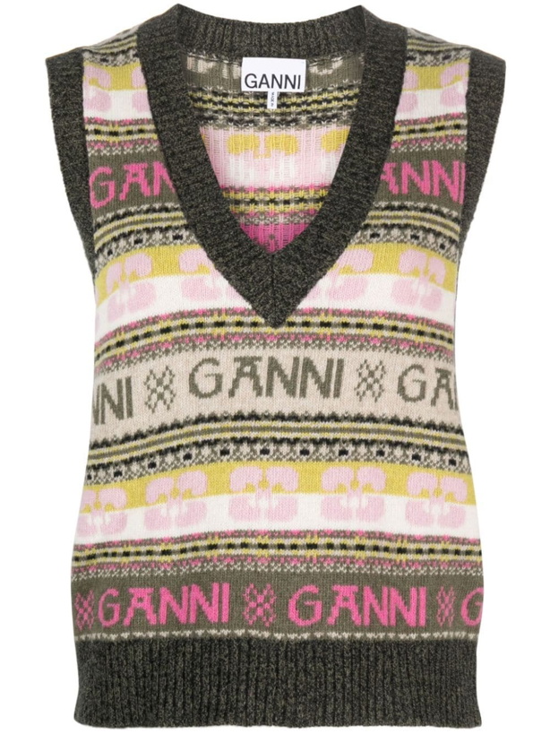 Photo: GANNI - Logo Wool Blend Vest