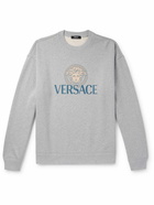 Versace - Logo-Print Cotton-Jersey Sweatshirt - Gray