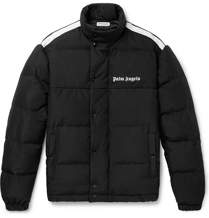 Photo: Palm Angels - Striped Logo-Print Quilted Shell and Canvas Down Jacket - Men - Black