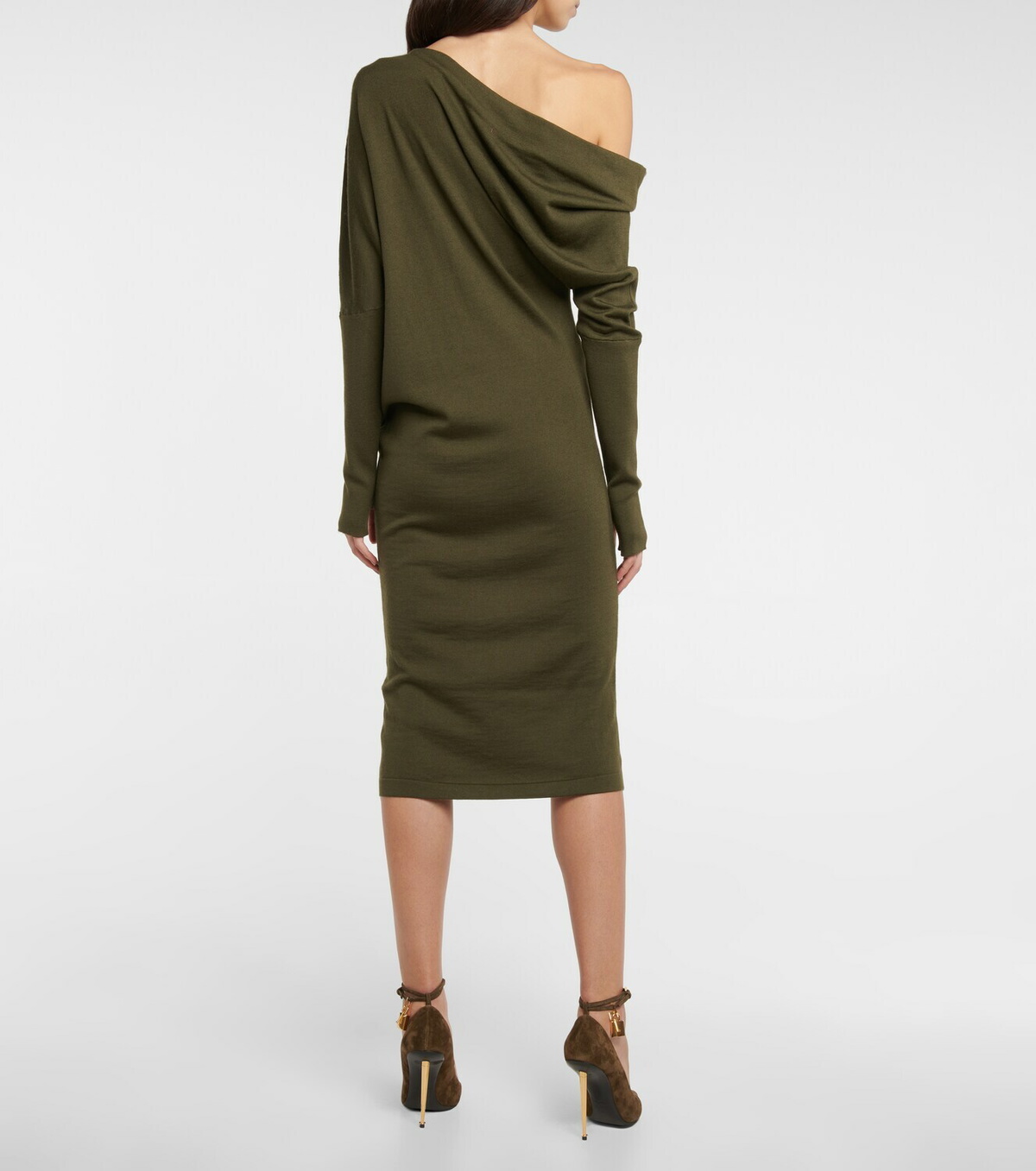 Tom Ford Cashmere and silk off-shoulder midi dress TOM FORD