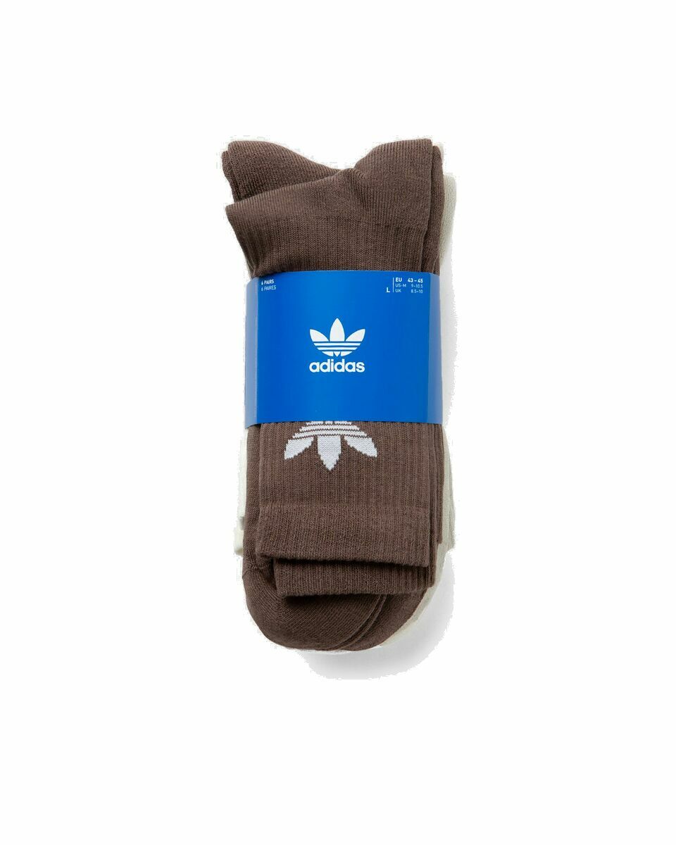 Photo: Adidas Trefoil Cushion Crew Socks (6 Pairs) Brown/Beige - Mens - Socks