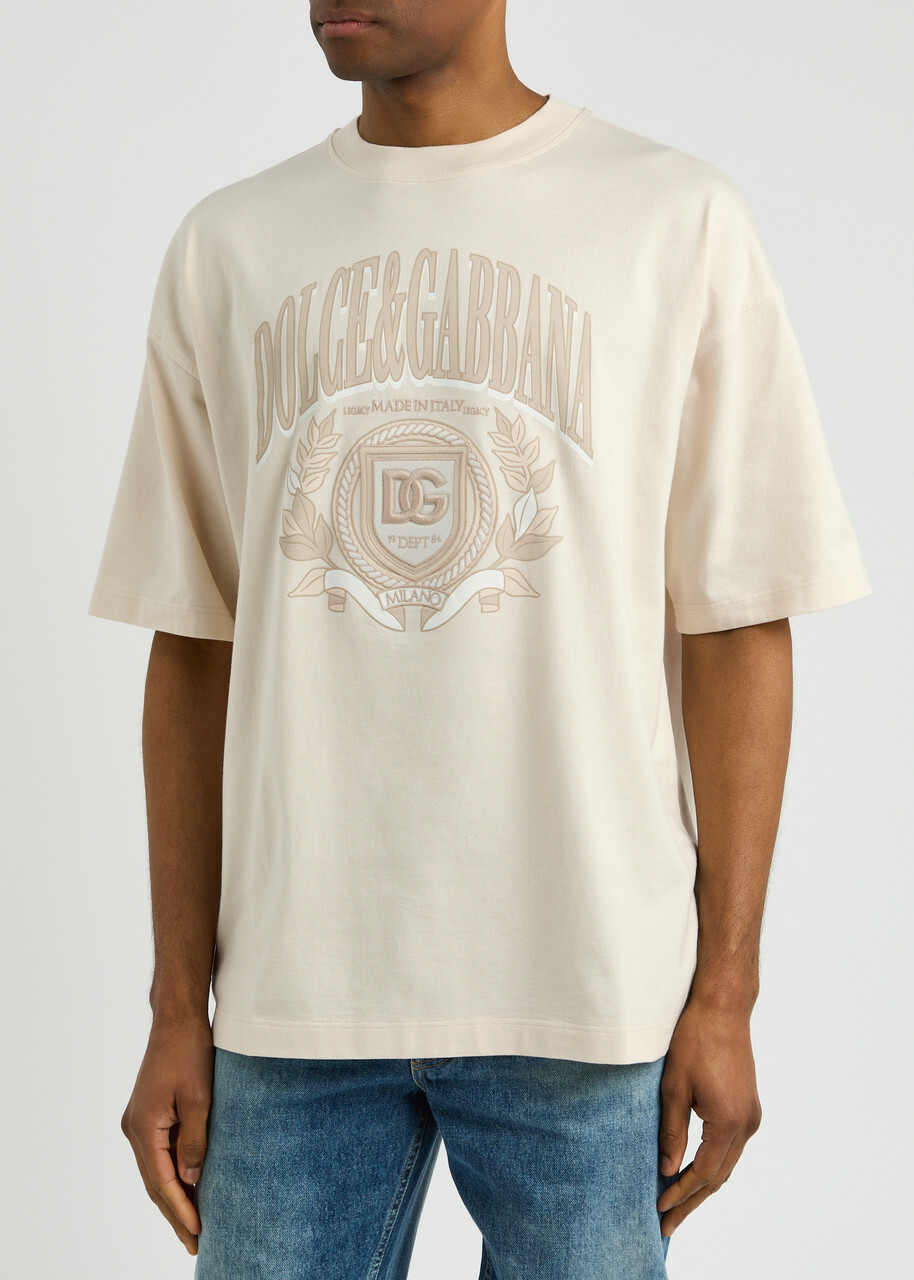 Dolce & Gabbana Logo-print Cotton T-shirt Cream Dolce & Gabbana