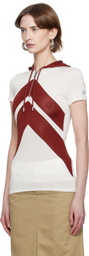 Jean Paul Gaultier White & Burgundy 'The Chevrons' Hoodie