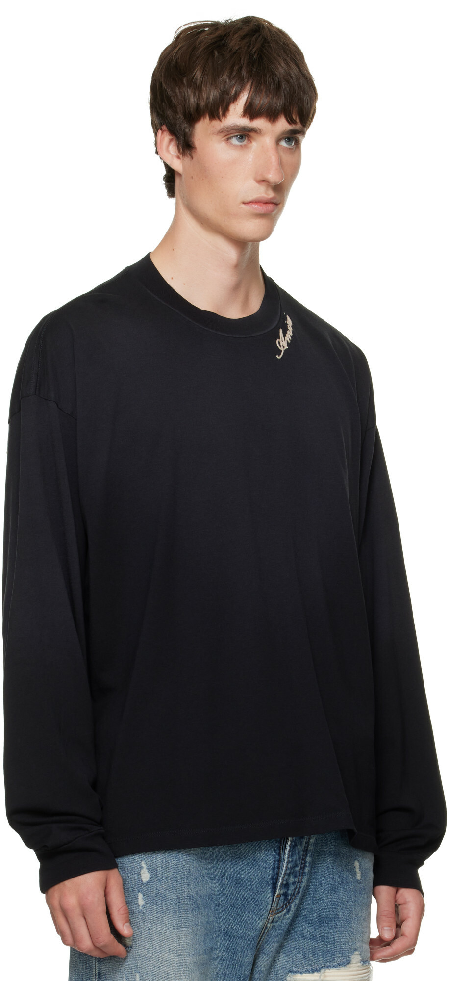 AMIRI Black 'AMIRI' Script Oversized Long Sleeve T-shirt