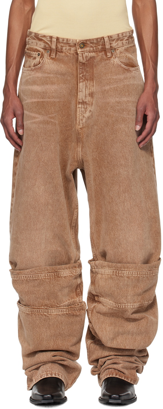 Y/Project Brown Draped Cuff Jeans