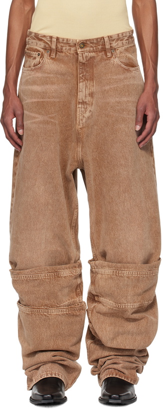 Photo: Y/Project Brown Draped Cuff Jeans