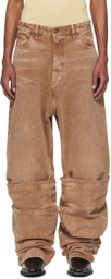 Y/Project Brown Draped Cuff Jeans