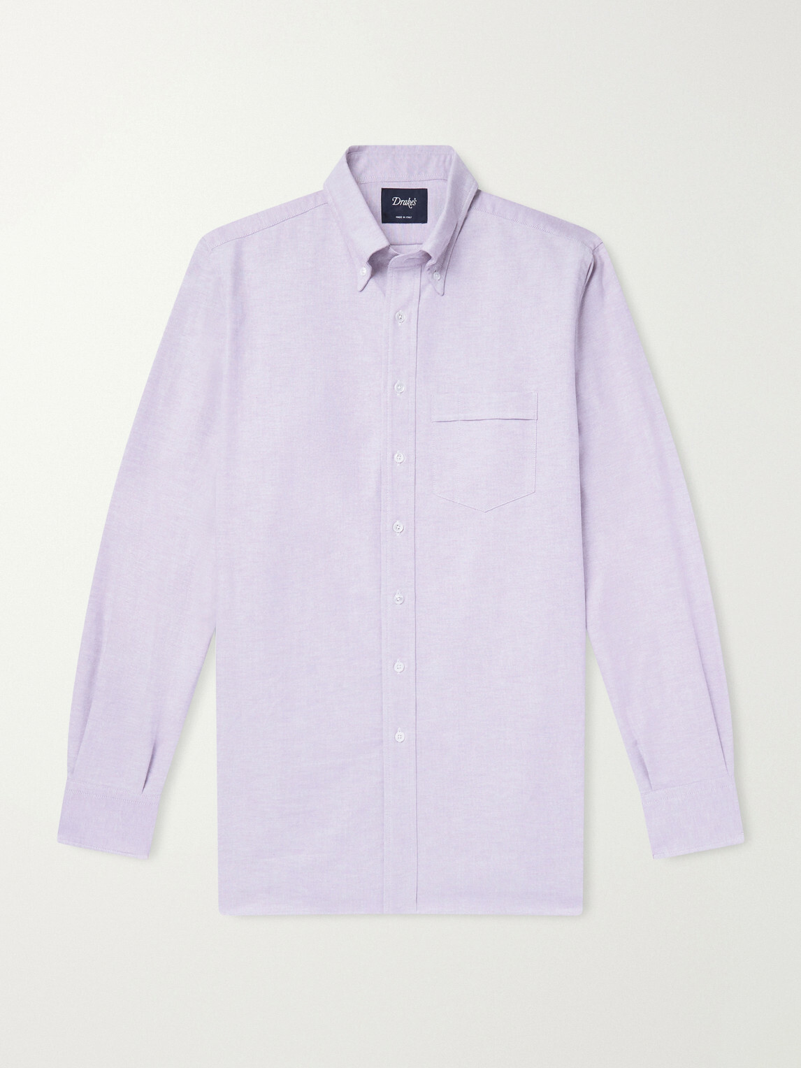 Drake's - Button-Down Collar Cotton Oxford Shirt - Purple