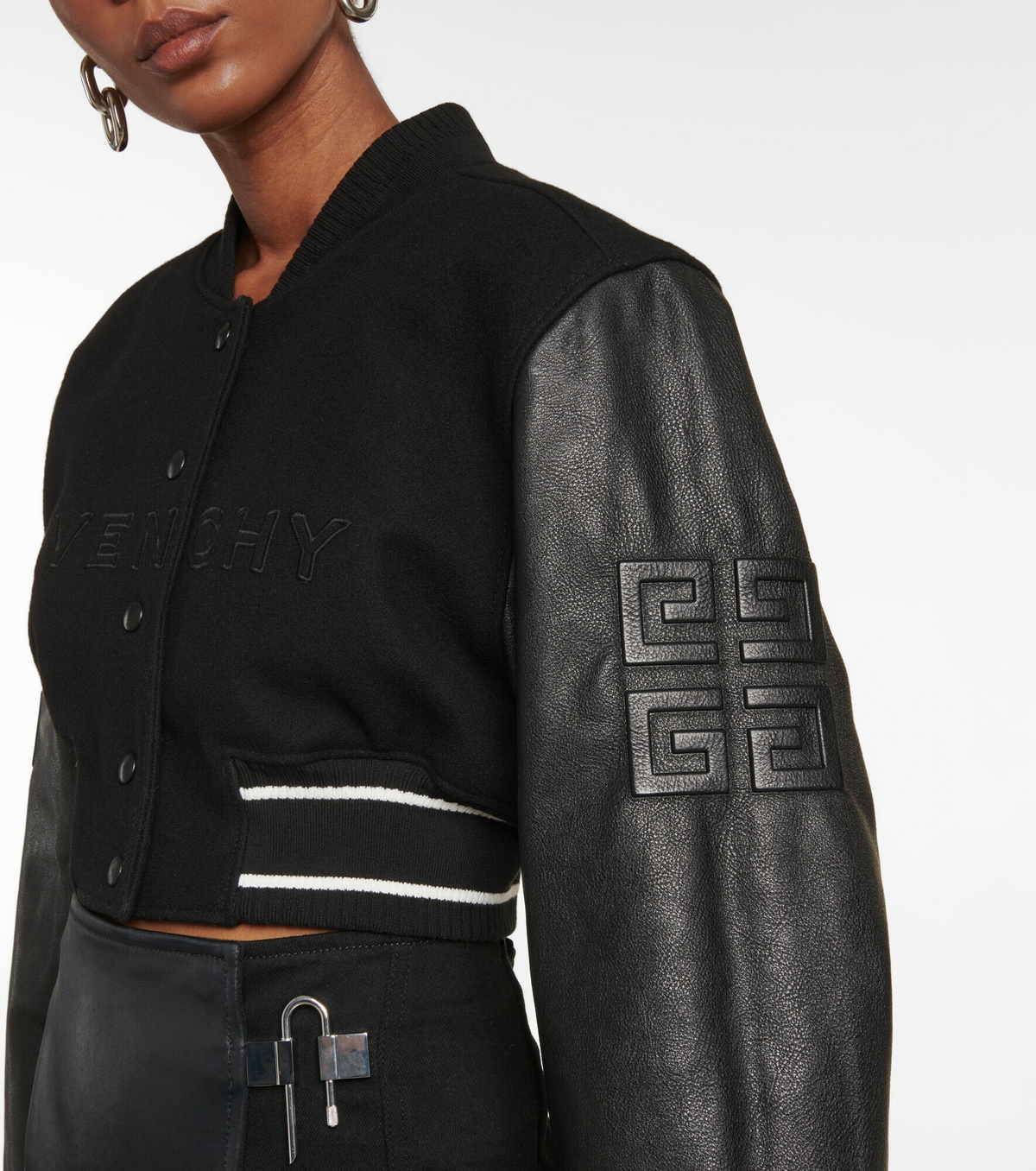 Givenchy - Wool and leather cropped bomber jacket Givenchy
