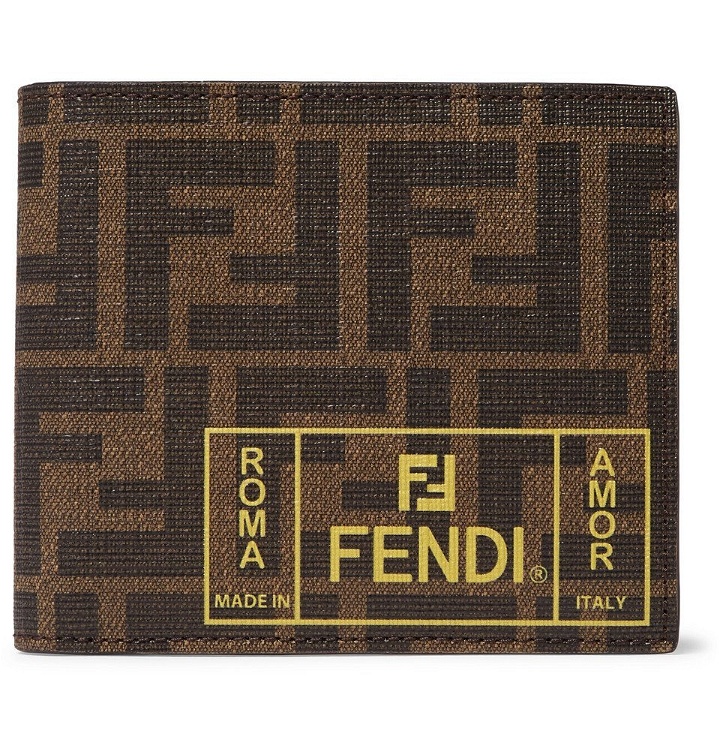Photo: Fendi - Logo-Print Cross-Grain Leather Billfold Wallet - Brown