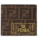 Fendi - Logo-Print Cross-Grain Leather Billfold Wallet - Brown