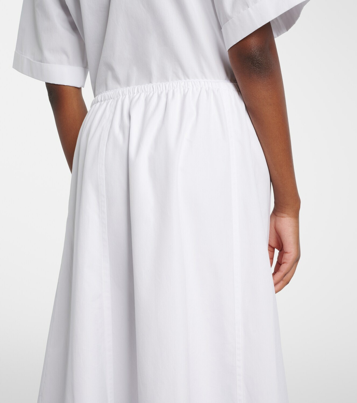 Vince Scalloped cotton poplin midi skirt